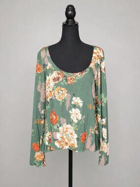 Floral Green Women's Top Size L